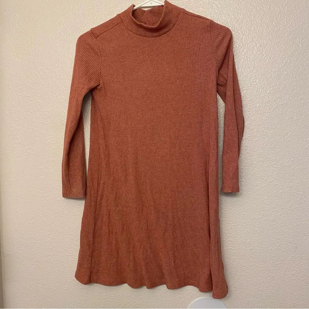 Old navy cozy knit ribbed mock neck long sleev sweater winter fall dress L 10/12